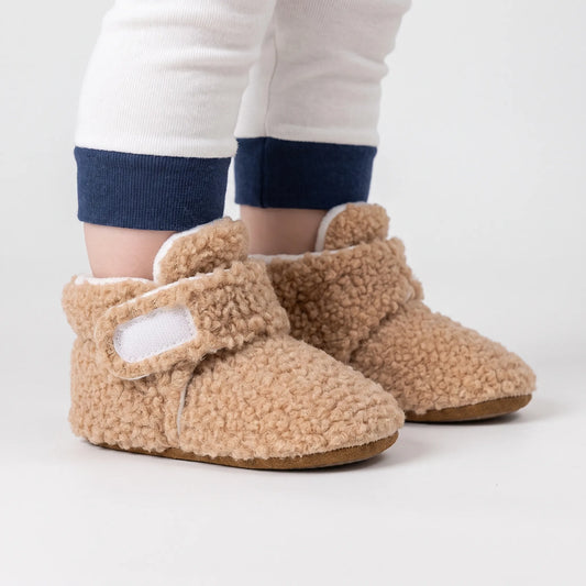 Slofsokjes Teddystof | Warme Babysloffen met Enkelbandje | Maten 18 tot 22