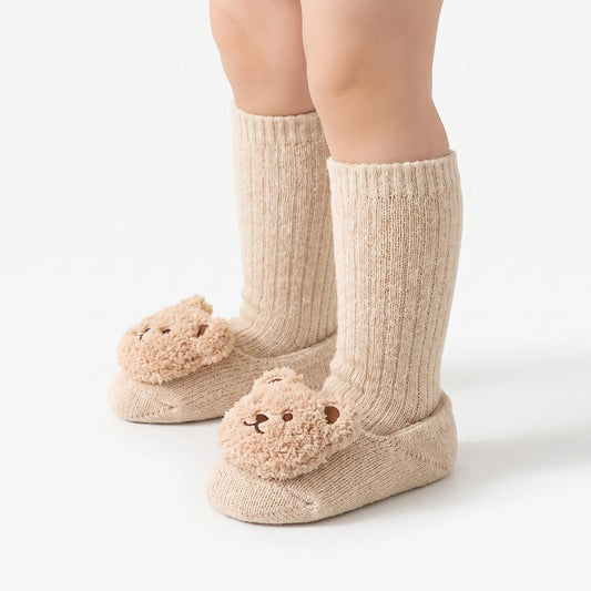 Slofsokken Kinderen | Pluche Huissokken met Beermotief | Warm voor Herfst en Winter