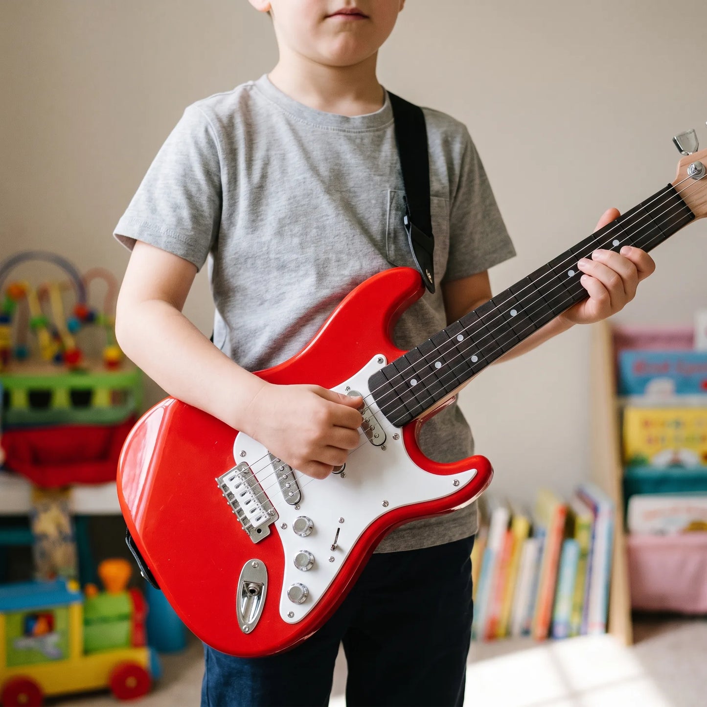 Speelgoedgitaar - elektrische kindergitaar 4 snaren muziekinstrument