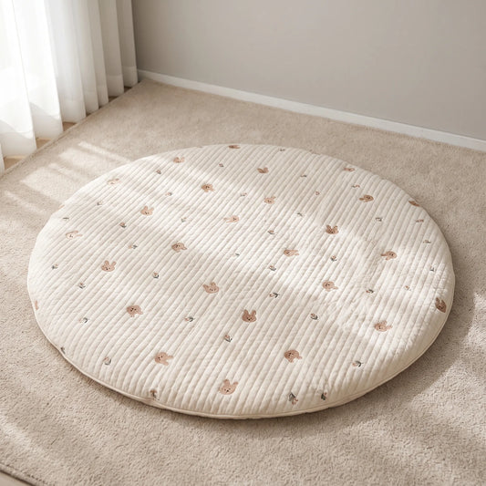 Speelkleed Baby | Rond Boxkleed van Katoen met Borduursel | Kruipmat 80 cm