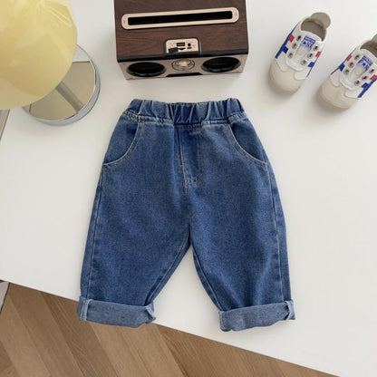 Unisex relaxed fit jeans voor kinderen (0–5 jaar) – katoenen denim broek-MiniBea