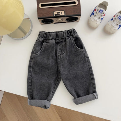 Unisex relaxed fit jeans voor kinderen (0–5 jaar) – katoenen denim broek-MiniBea