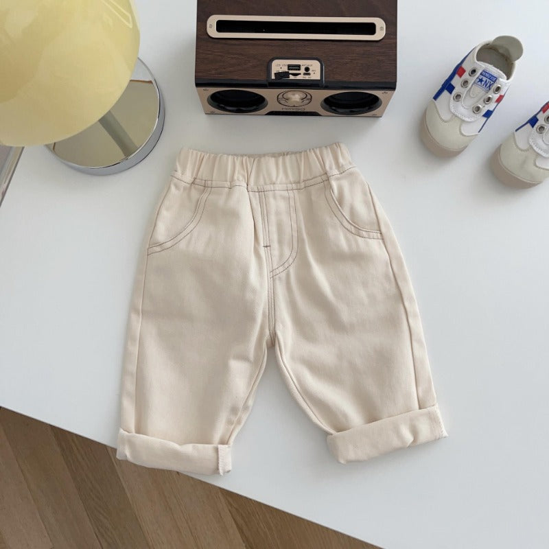 Unisex relaxed fit jeans voor kinderen (0–5 jaar) – katoenen denim broek-MiniBea