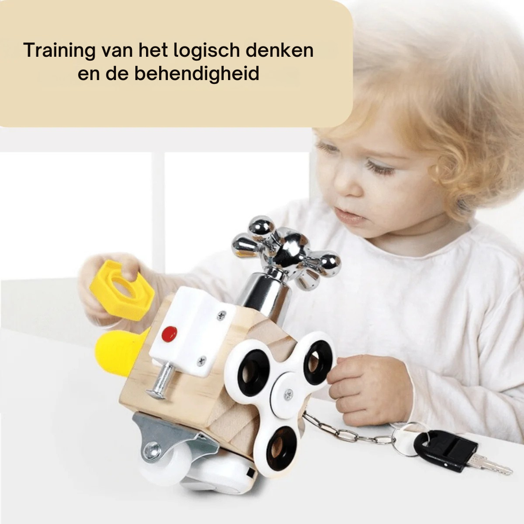 Montessori Activiteitenkubus – Houten Fidget Activiteitenkubus Blok