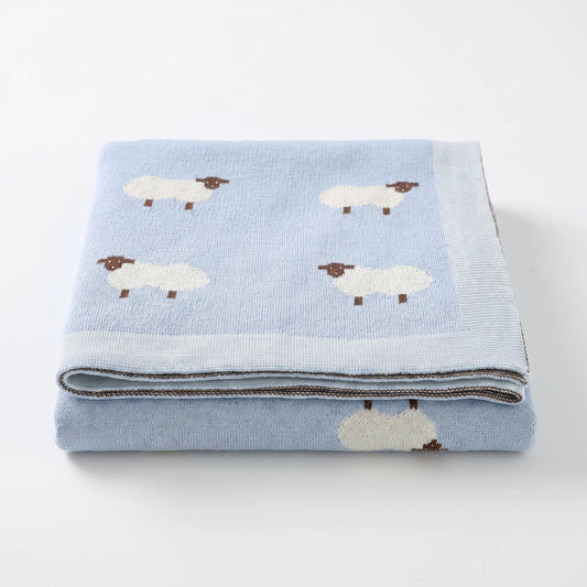 Wiegdeken | Gebreide Babydeken met Schaapjes | 4 Kleuren