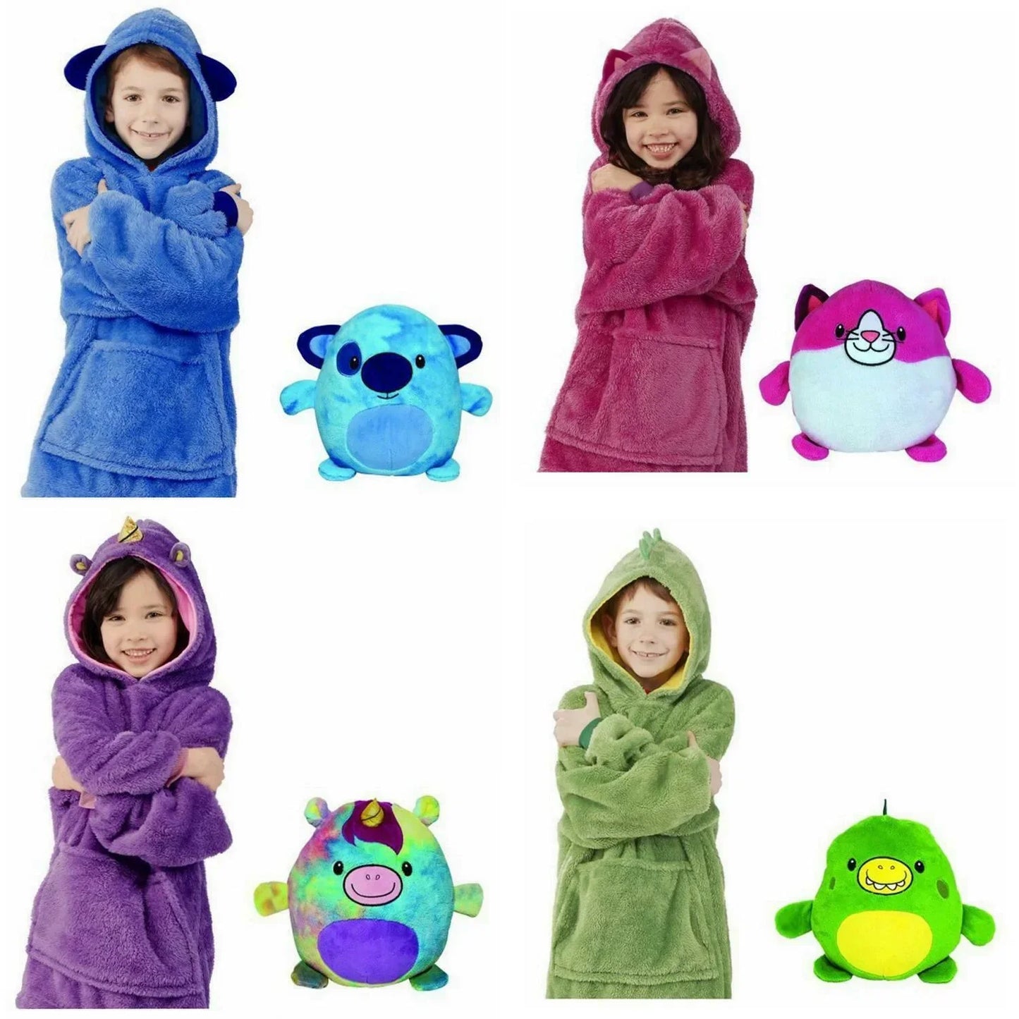 2-in-1 Knuffeldier Hoodie Deken – Omvormbare Pluche Hoodie Voor Kinderen