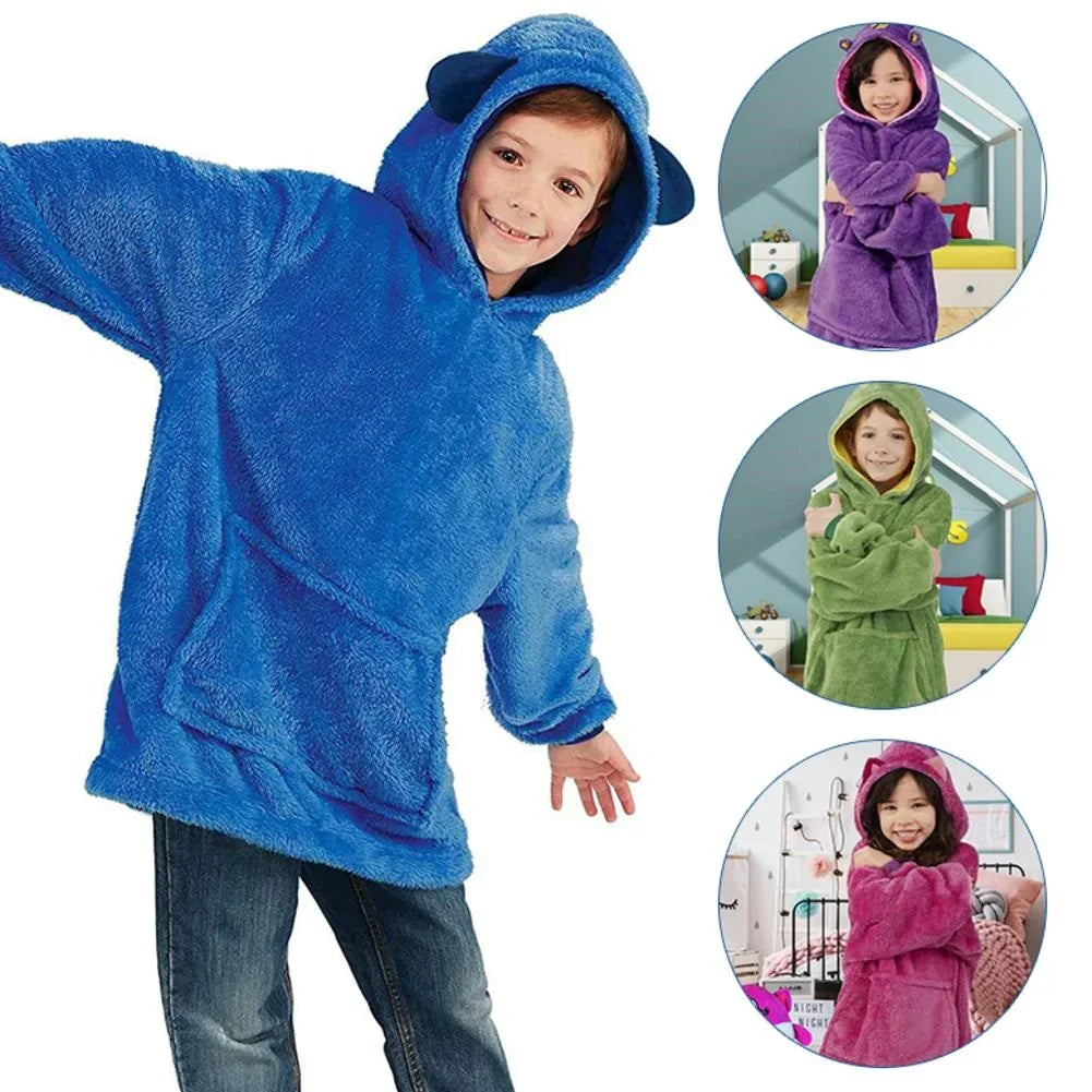 2-in-1 Knuffeldier Hoodie Deken – Omvormbare Pluche Hoodie Voor Kinderen