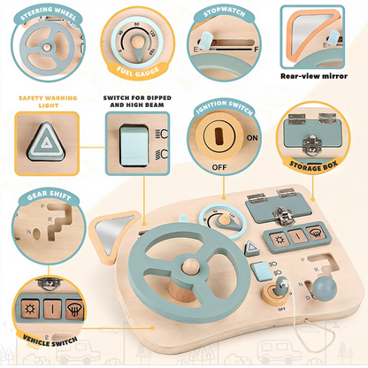 STEERING WHEEL. STOPWATCH. FUEL GAUGE. Rear-view mirror. SAFETY WARNING LIGHT. SWITCH FOR DIPPED AND HIGH BEAM. IGNITION SWITCH. STORAGE BOX. GEAR SHIFT. VEHICLE SWITCH
