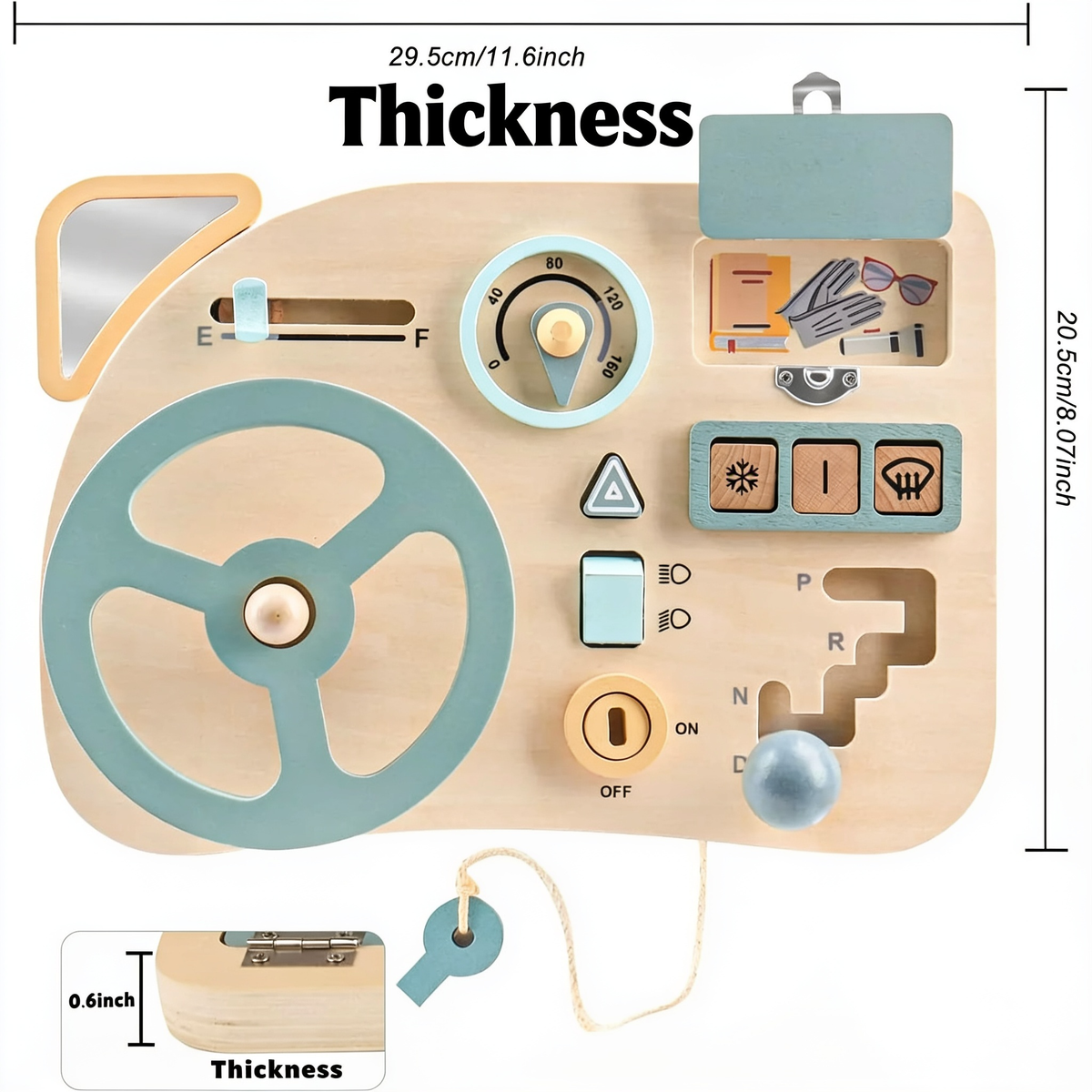 29.5cm/11.6inch. 20.5cm/8.07inch. 0.6inch. Thickness