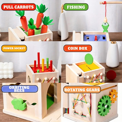 PULL CARROTS. FISHING. POWER SOCKET. COIN BOX. ORBITING BEES. ROTATING GEARS
