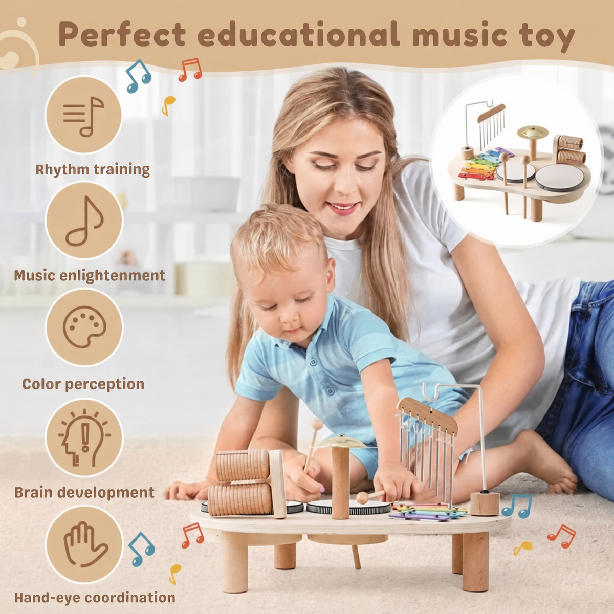 Perfect educational music toy. Rhythm training. Music enlightenment. Color perception. Brain development. Hand-eye coordination