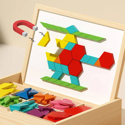Magnetische Patroonblokken - Montessori Houten Vormenpuzzeldoos