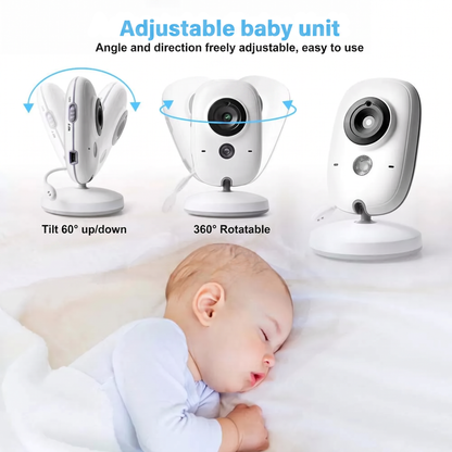 Adjustable baby unit. Angle and direction freely adjustable, easy to use. Tilt 60° up/down. 360° Rotatable