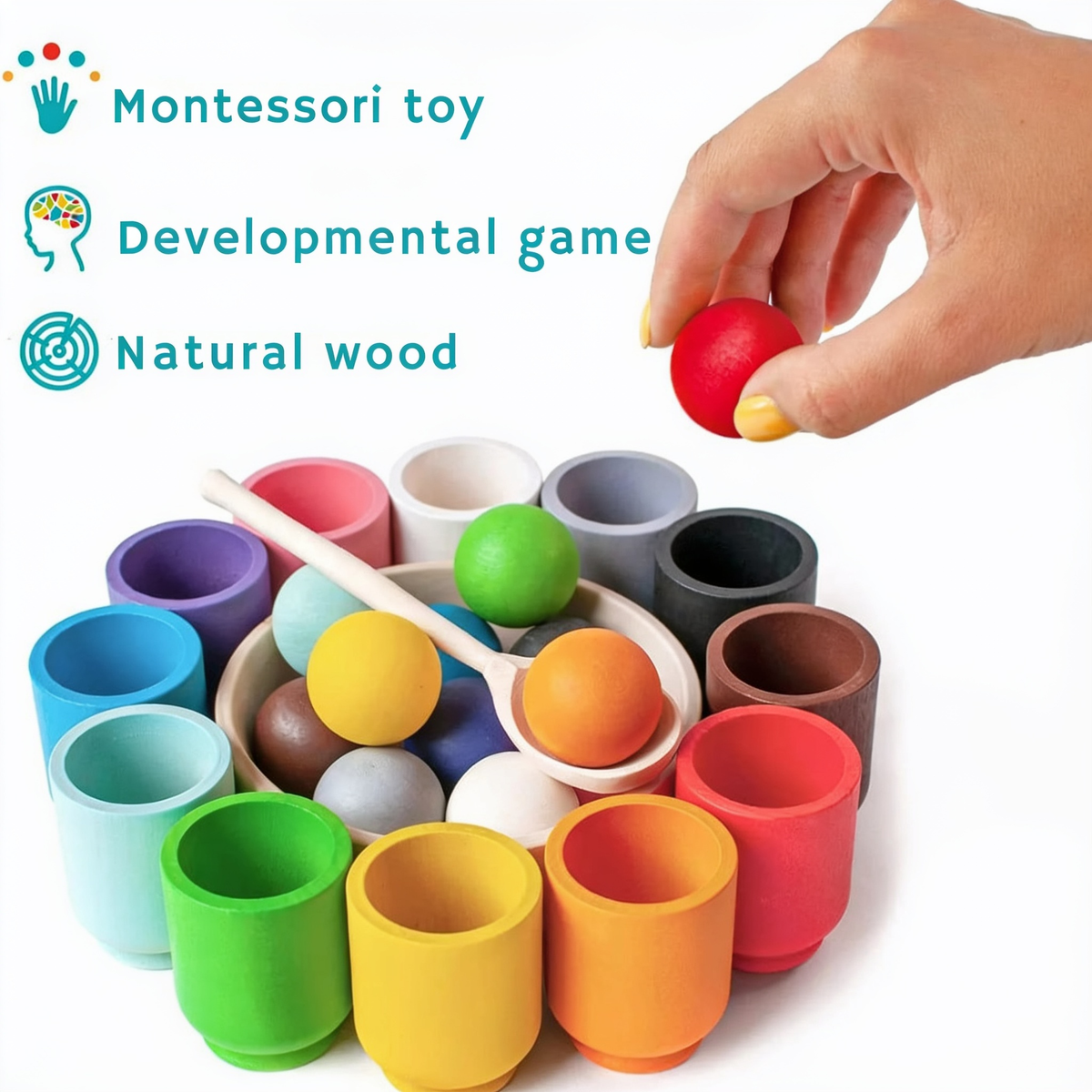 Montessori toy. Developmental game. Natural wood