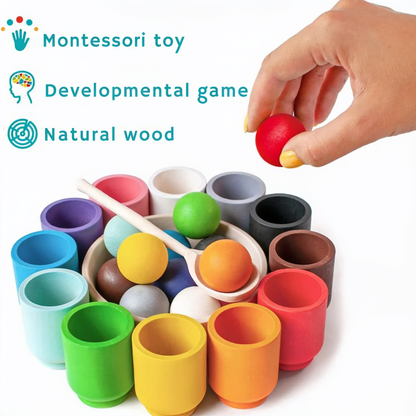 Montessori toy. Developmental game. Natural wood