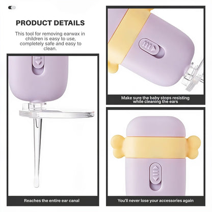 PRODUCT DETAILS. This tool for removing earwax in children is easy to use, completely safe and easy to clean.. Reaches the entire ear canal. Make sure the baby stops resisting while cleaning the ears. You'll never lose your accessories again