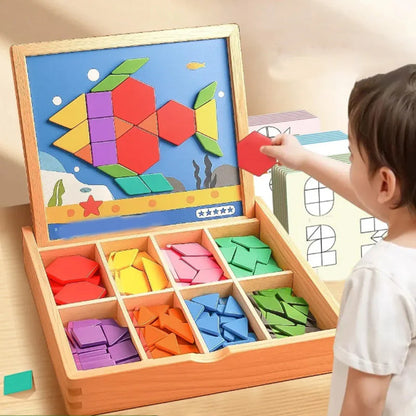 Magnetische Patroonblokken - Montessori Houten Vormenpuzzeldoos