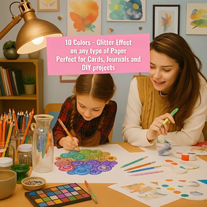 10 Colors - Glitter Effect. on any type of Paper. Perfect for Cards, Journals and. DIY projects