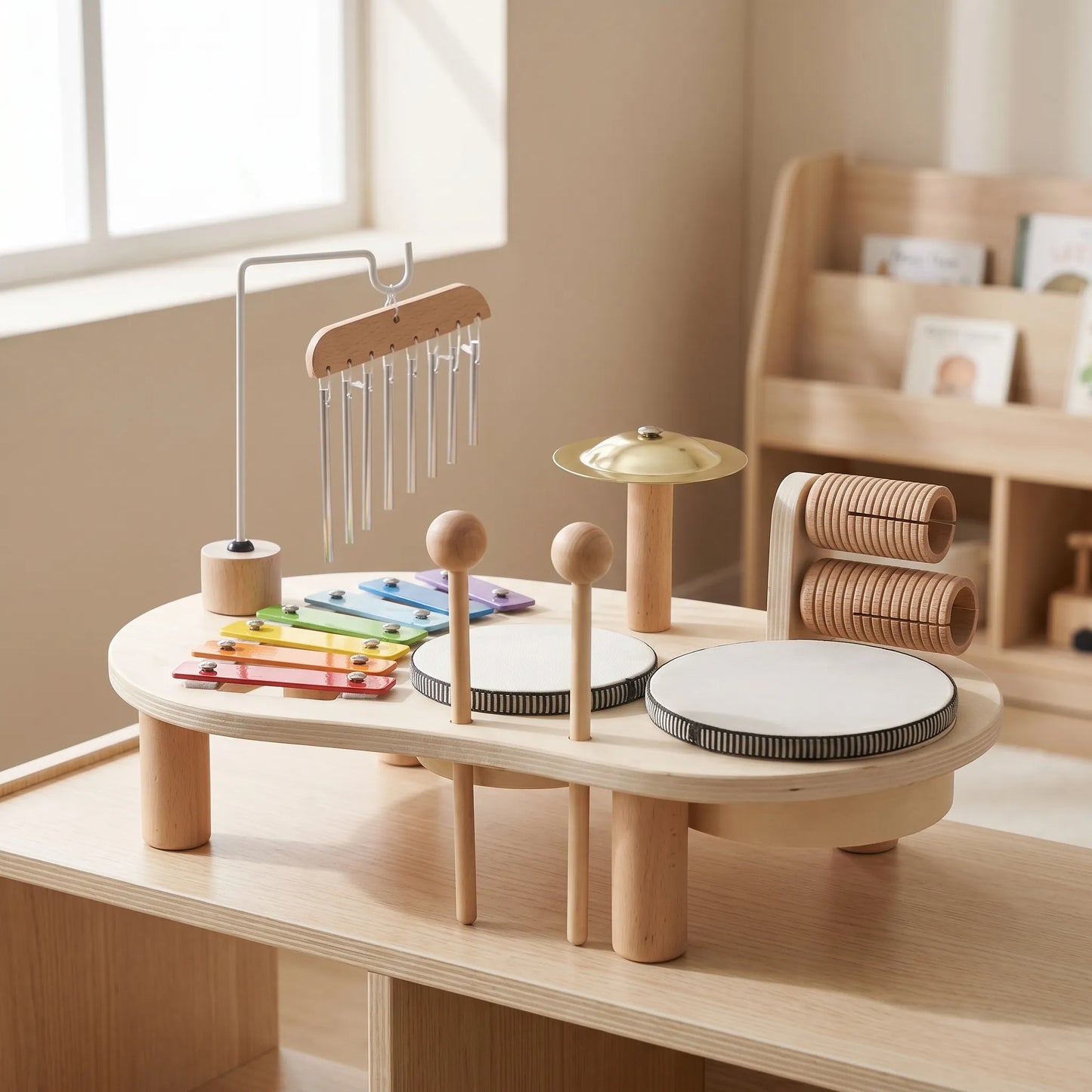 Montessori Houten Muziektafel – Multi-instrumenten Muziekset Voor Kinderen