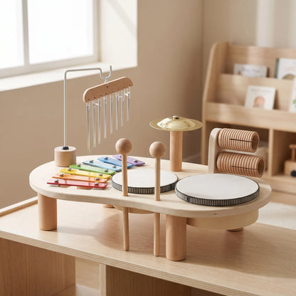 Montessori Houten Muziektafel – Multi-instrumenten Muziekset Voor Kinderen