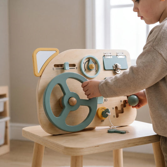 Houten Stuurwiel Activiteitenbord – Montessori Rijden Activiteiten Speelgoed