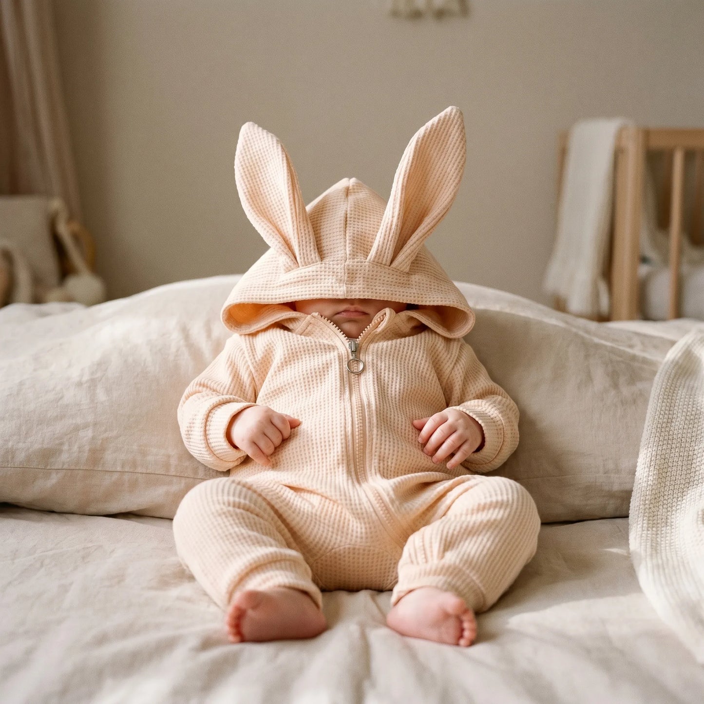 Baby Onesie – Schattige Romper Met Konijnenoren Capuchon Voor Peuters