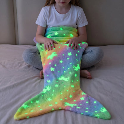 Zeemeerminstaart Deken – Glow-in-the-Dark Slaapzak Voor Kinderen