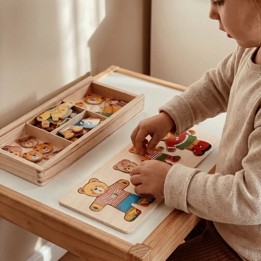 Houten Berenpuzzel – Aankleedpuzzel Speelgoed Met Berenfamilie