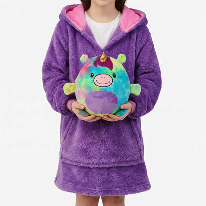 2-in-1 Knuffeldier Hoodie Deken – Omvormbare Pluche Hoodie Voor Kinderen