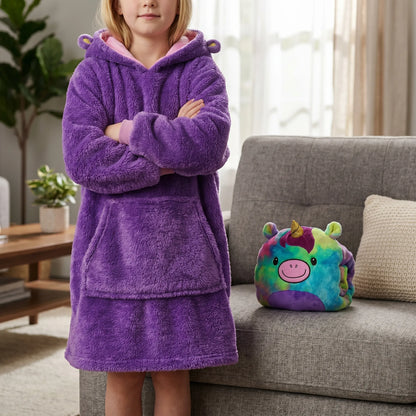 2-in-1 Knuffeldier Hoodie Deken – Omvormbare Pluche Hoodie Voor Kinderen