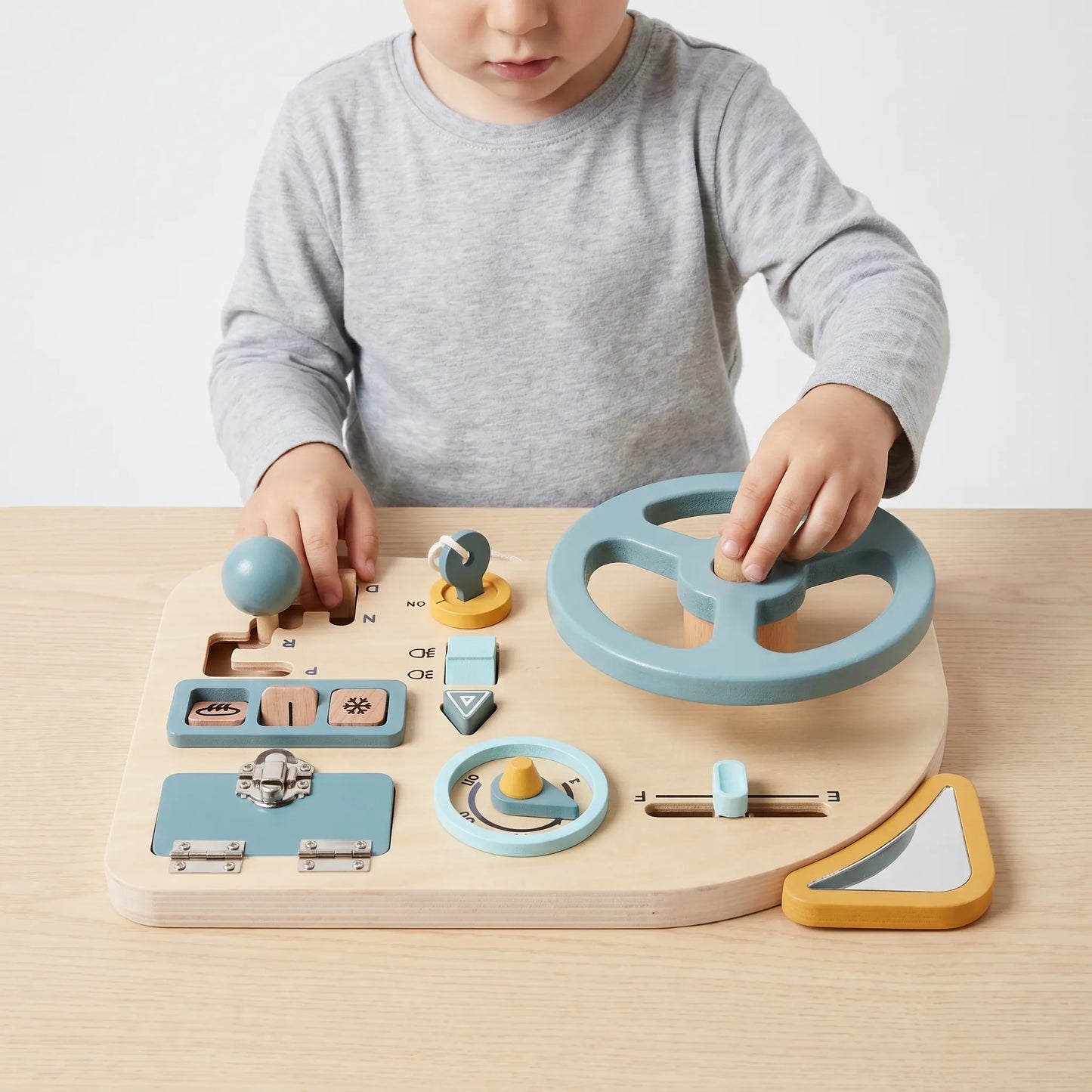 Houten Stuurwiel Activiteitenbord – Montessori Stuurwiel Speelset Voor Kinderen