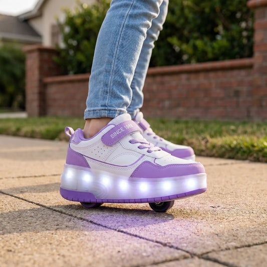Kinder Rolschoenen – Lichtgevende Klittenband Sneakers Met Wieltjes