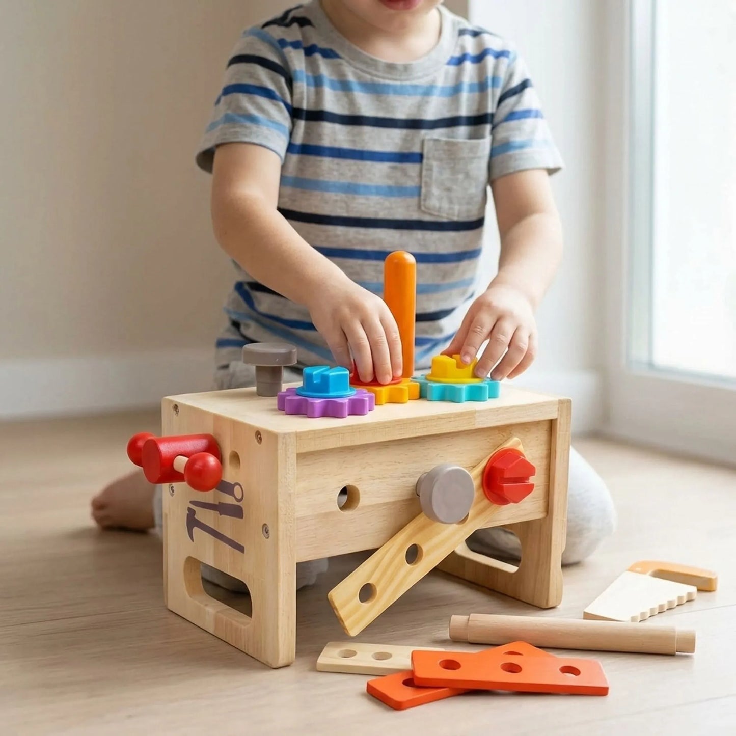 Houten Werkbank Speelgoed – Montessori Gereedschapsbank Set Voor Peuters