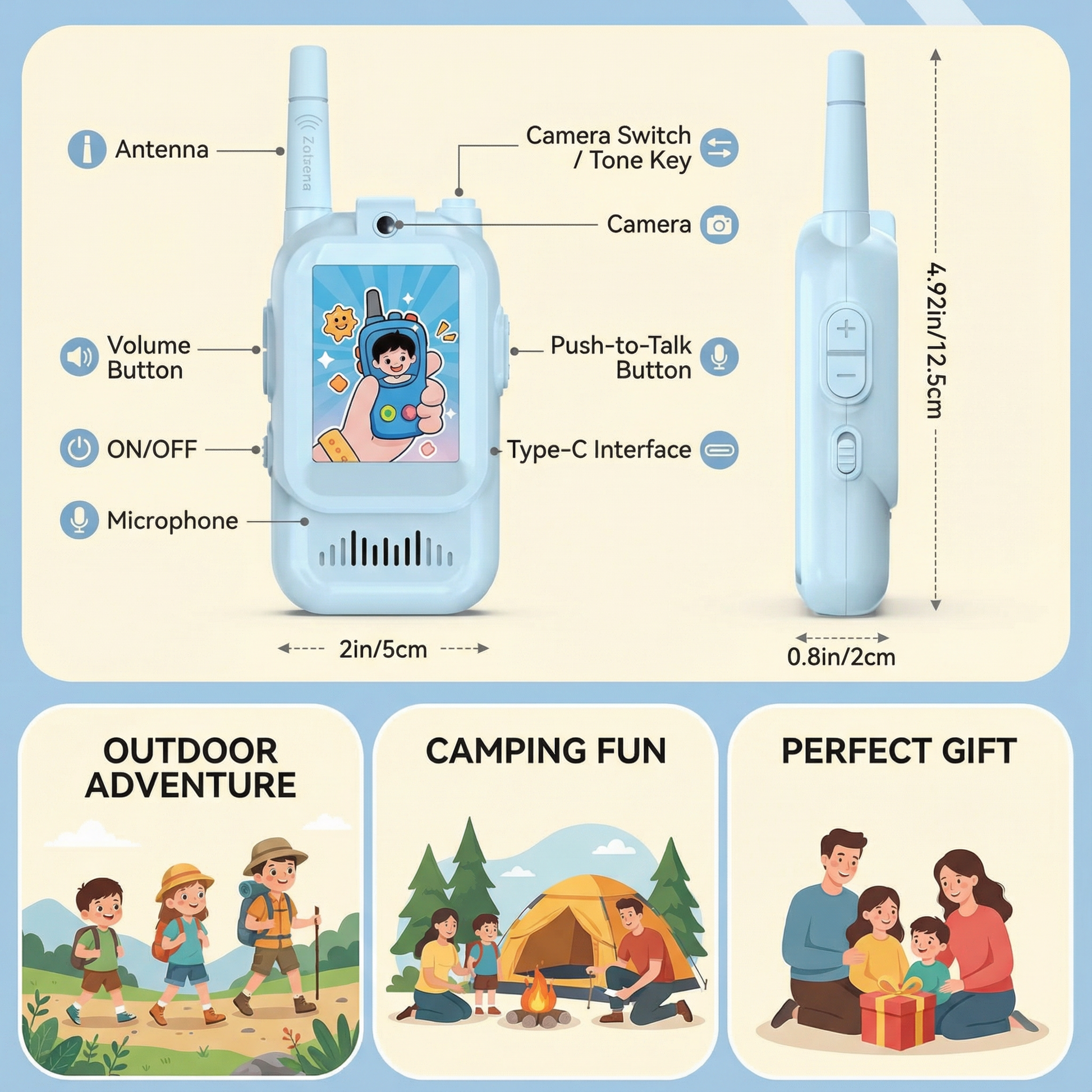 Walkie talkie voor kinderen met camera en kleurenscherm 4