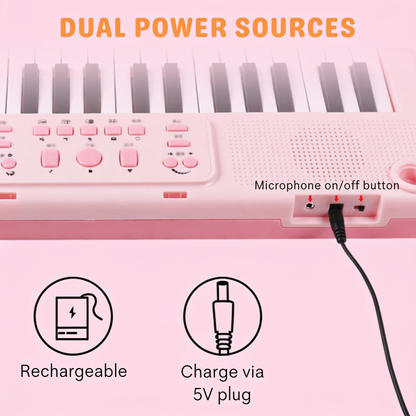 DUAL. POWER SOURCES. Rechargeable. Charge via. 5V plug. Microphone on/off button
