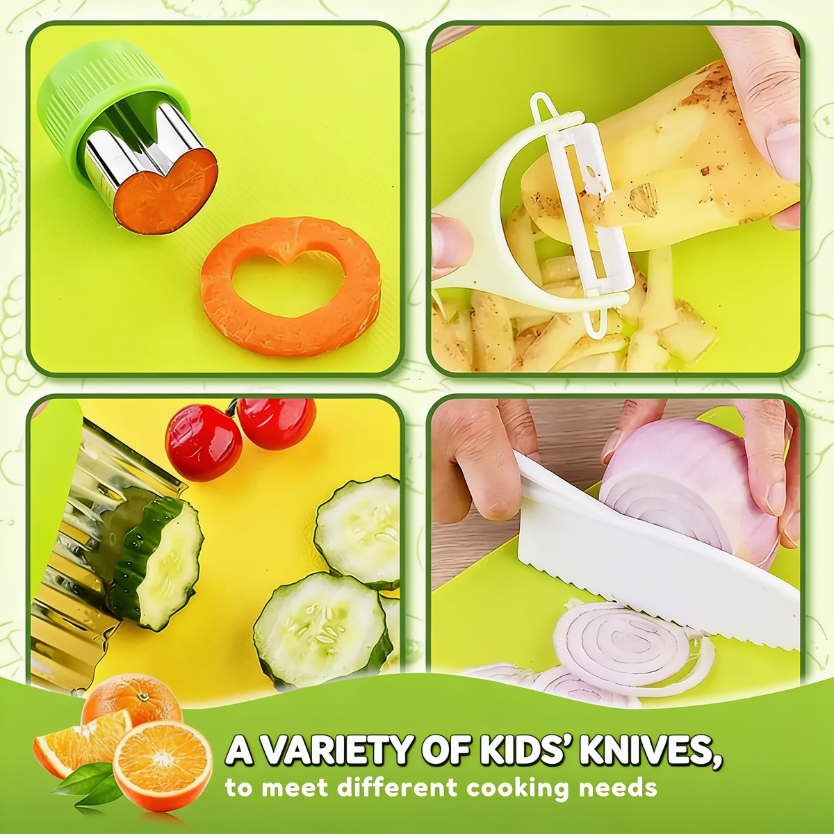 A VARIETY OF KIDS' KNIVES,. to meet different cooking needs