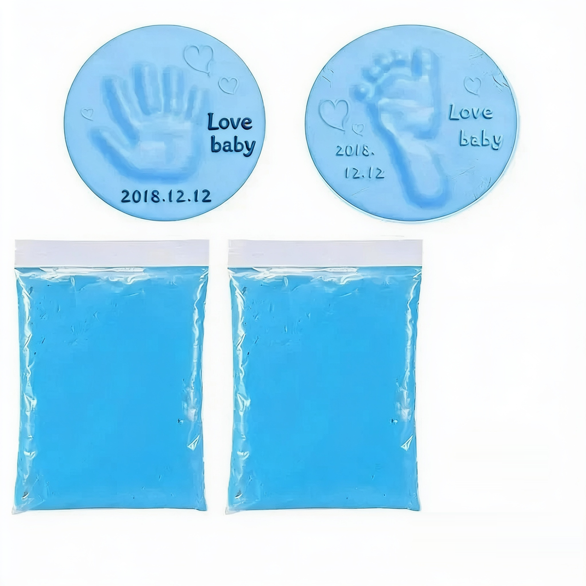 Baby hand- en voetafdruk klei set - Blauw