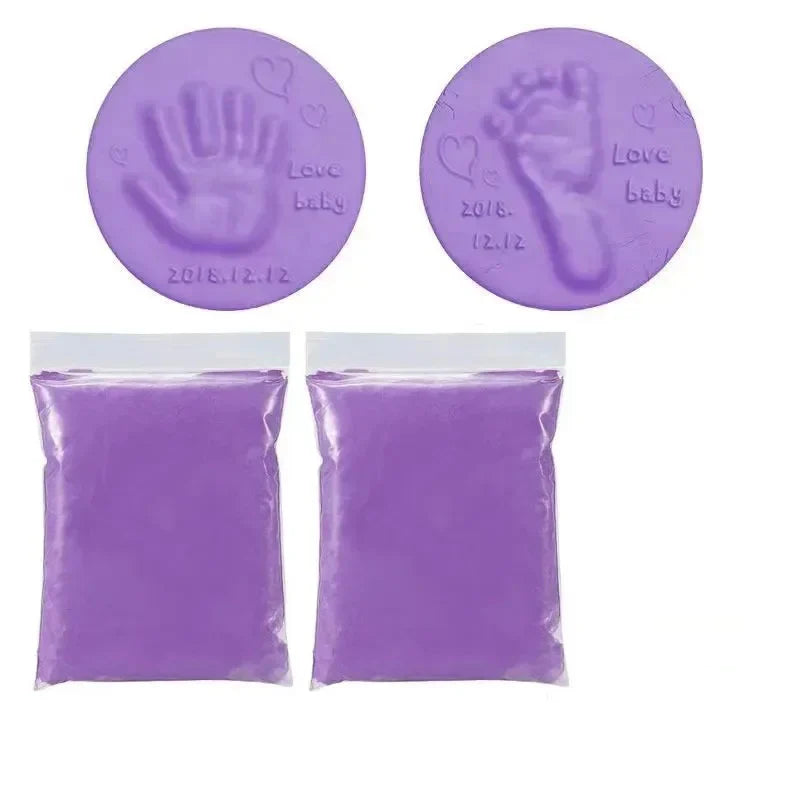 Baby hand- en voetafdruk klei set - Paars