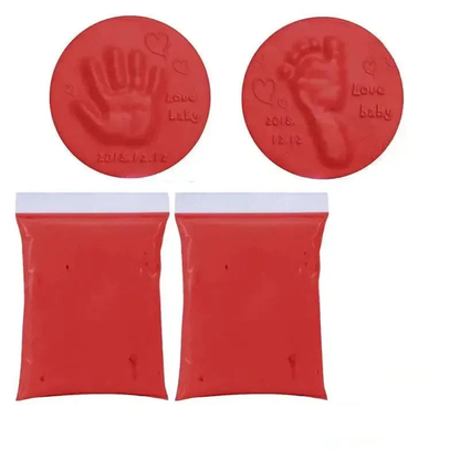 Baby hand- en voetafdruk klei set - Rood