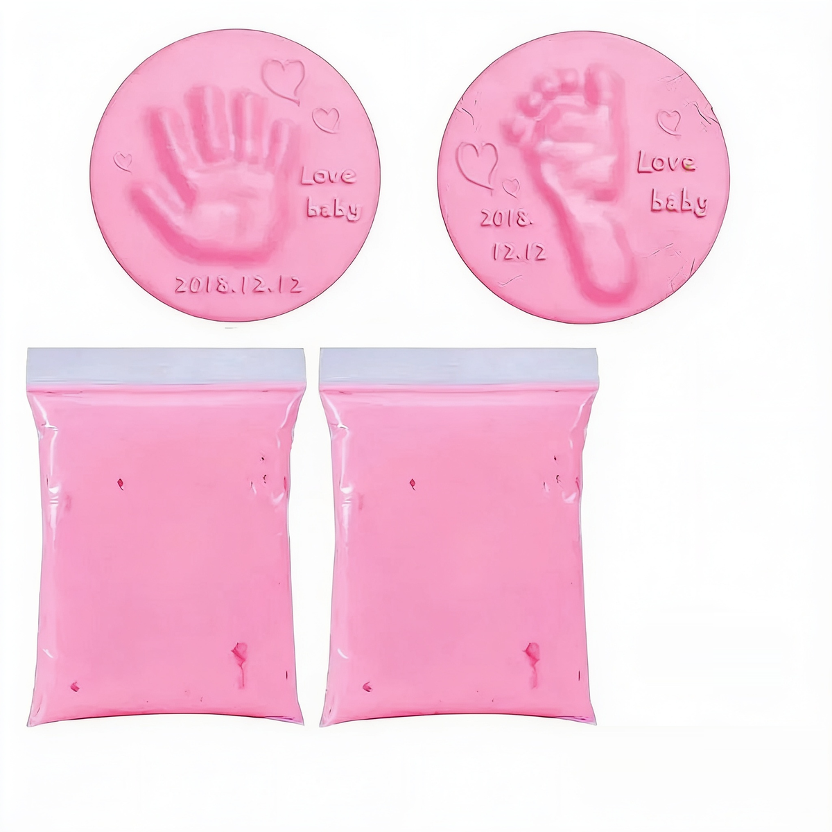 Baby hand- en voetafdruk klei set - Roze