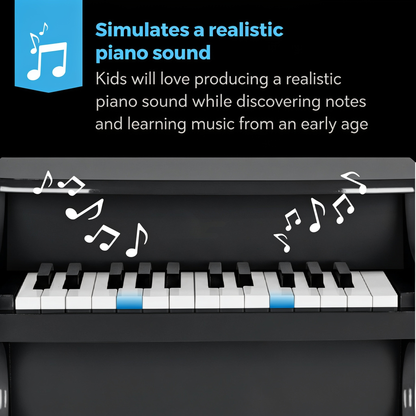Simulates a realistic piano sound. Kids will love producing a realistic piano sound while discovering notes and learning music from an early age