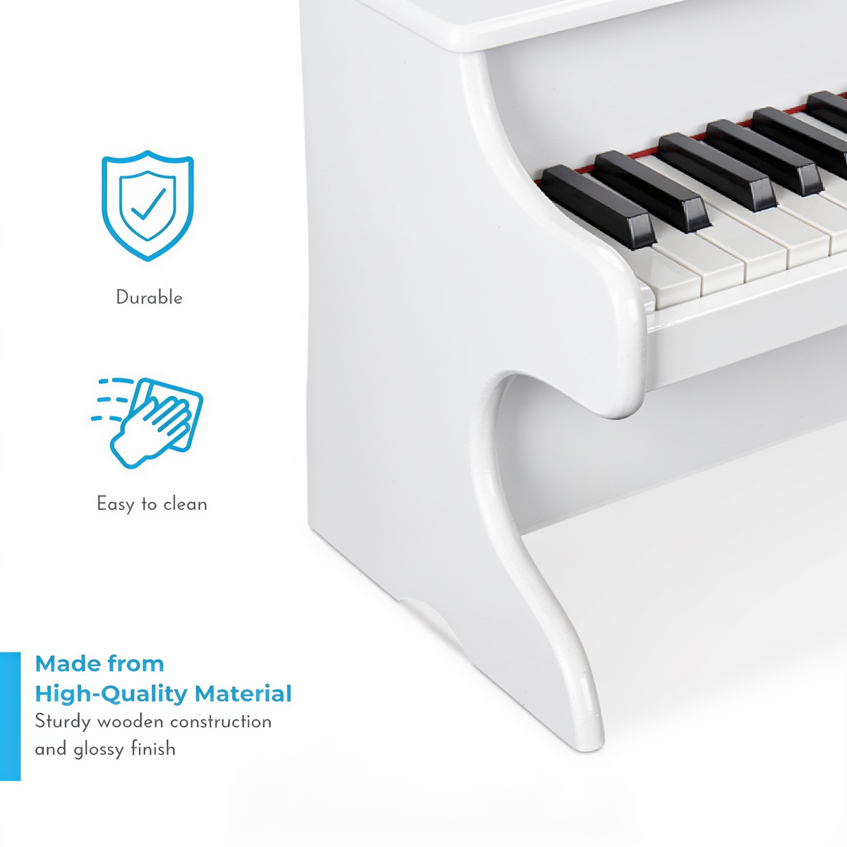Durable. Easy to clean. Made from High-Quality Material. Sturdy wooden construction and glossy finish