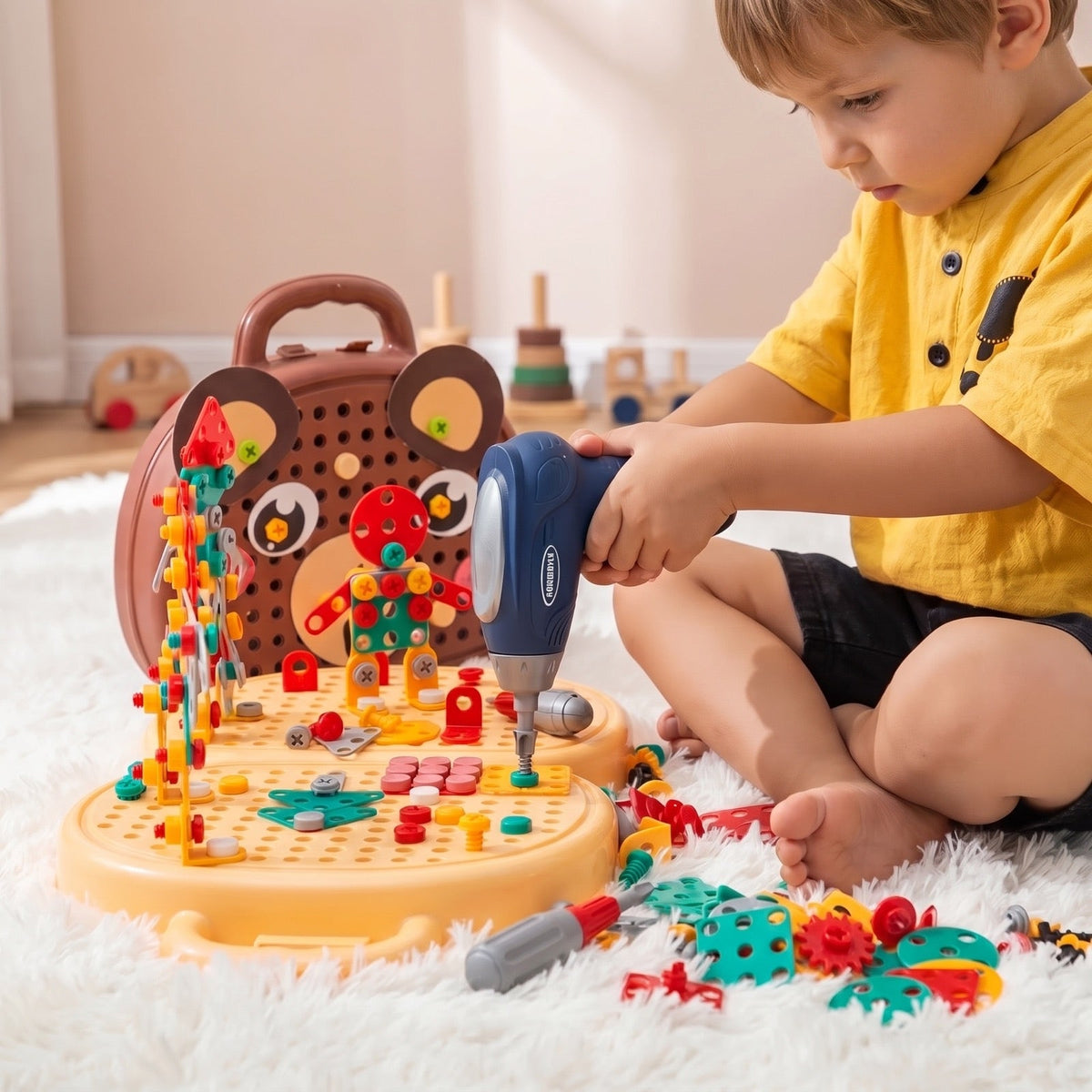 Montessori Elektrische Boorset – Bouwgereedschap Speelset Voor Kleine Ingenieurs