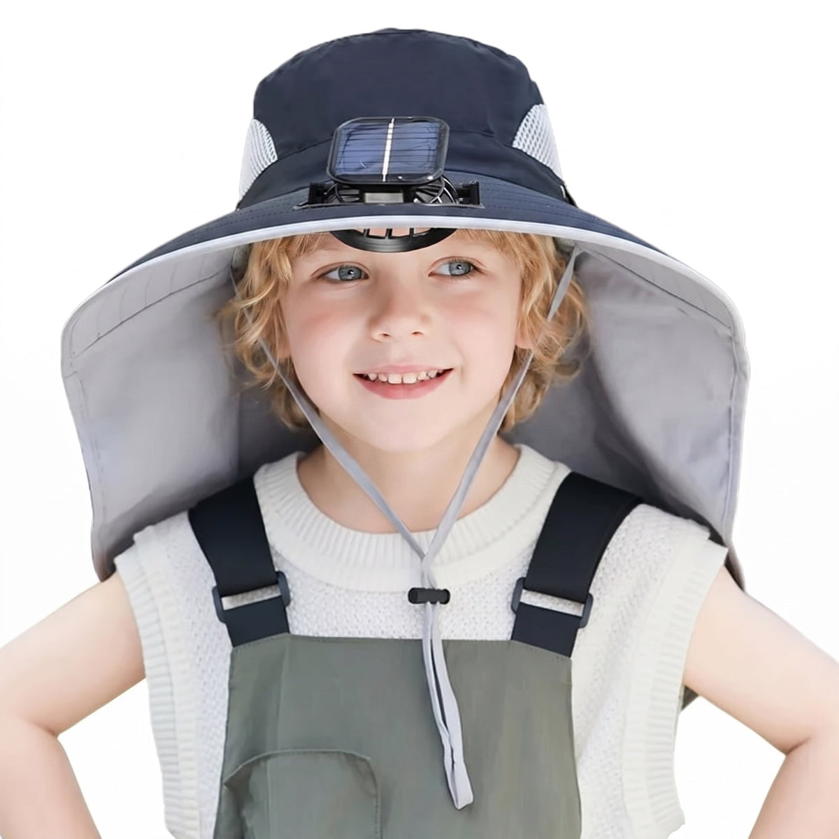 Kinderpet met Ventilator - Verstelbare Zonnepet op Zonne-Energie