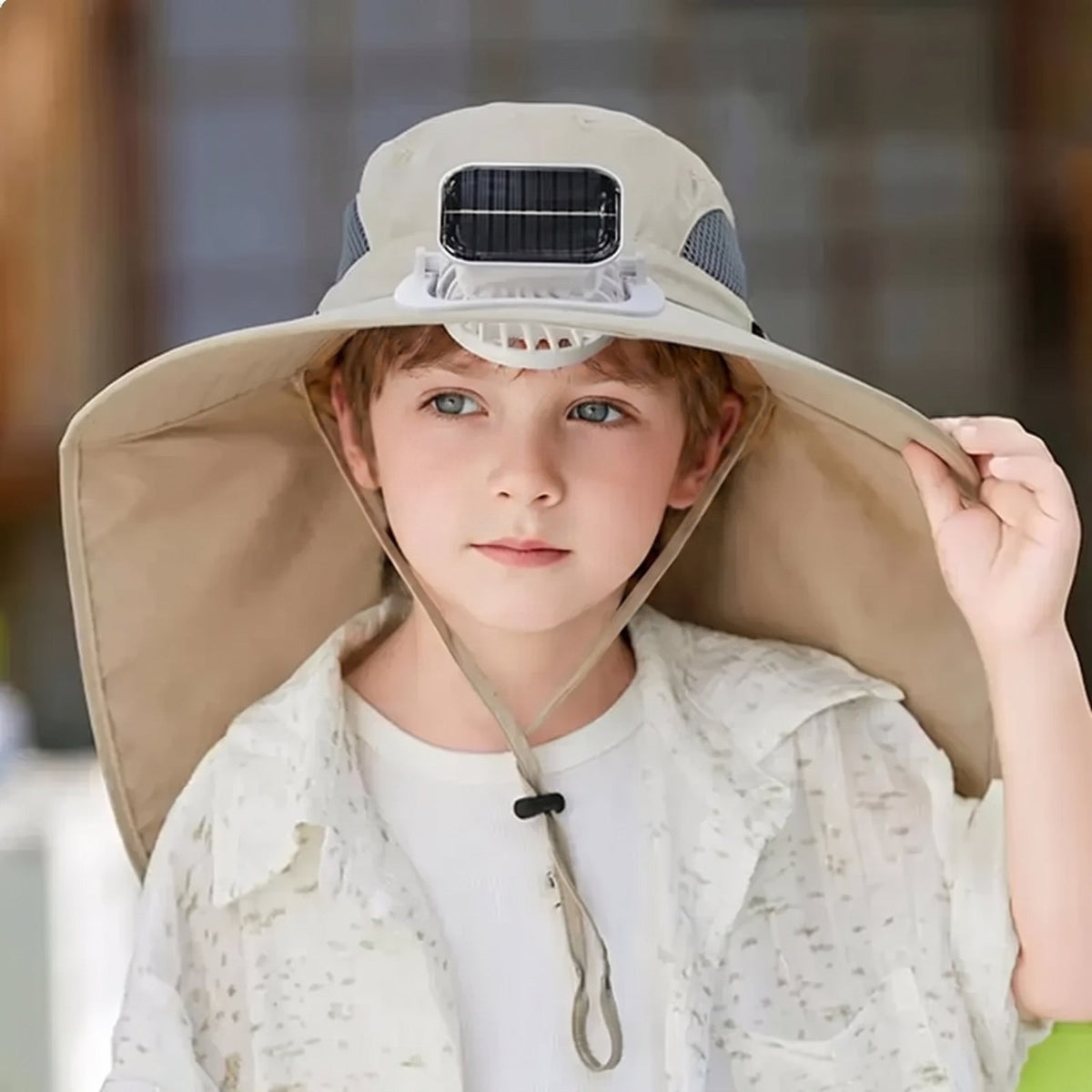 Kinderpet met Ventilator - Verstelbare Zonnepet op Zonne-Energie