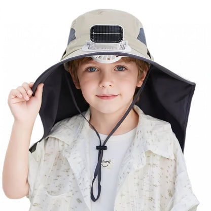 Kinderpet met Ventilator - Verstelbare Zonnepet op Zonne-Energie