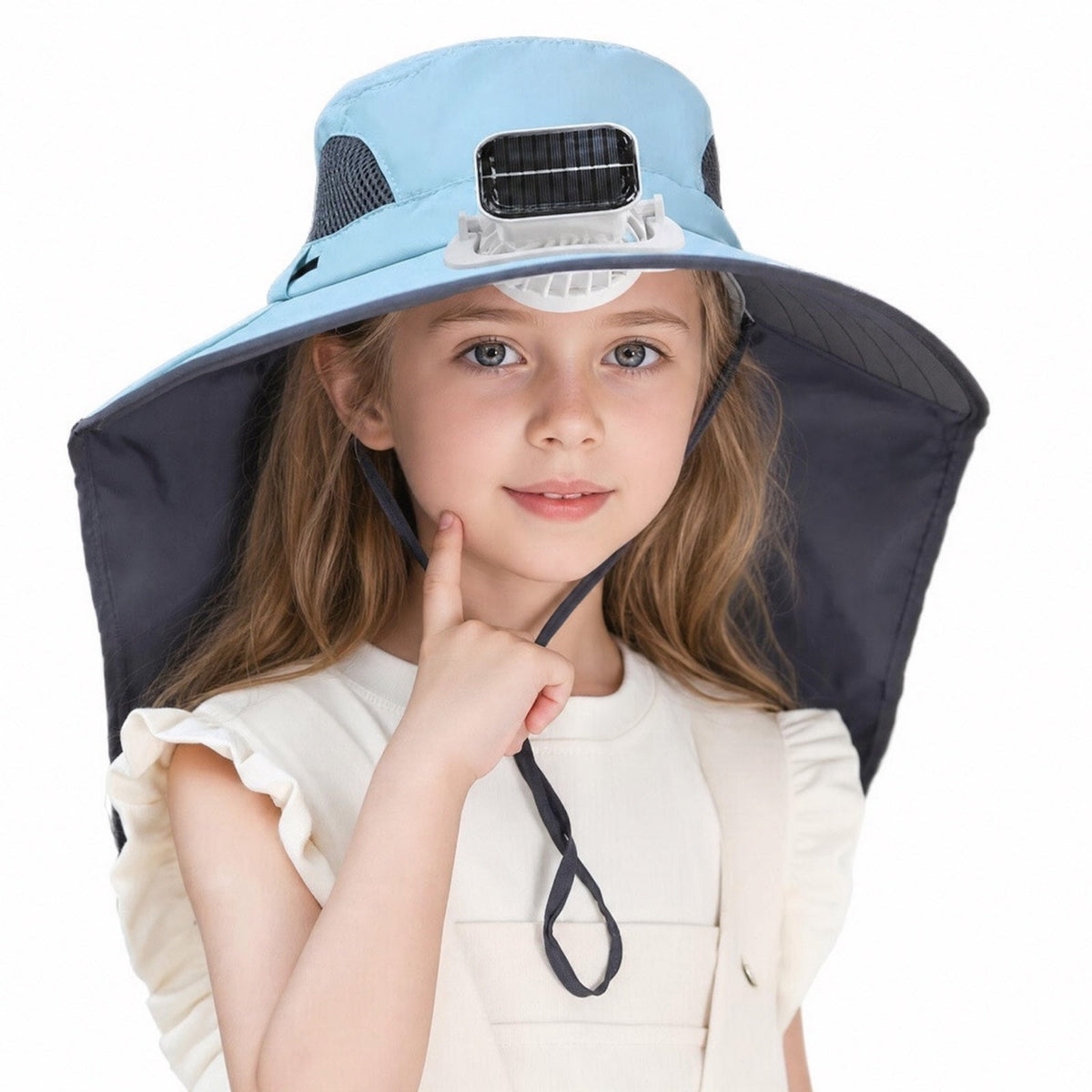 Kinderpet met Ventilator - Verstelbare Zonnepet op Zonne-Energie