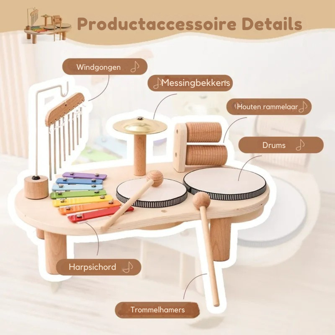 Montessori Houten Muziektafel – Multi-instrumenten Muziekset Voor Kinderen
