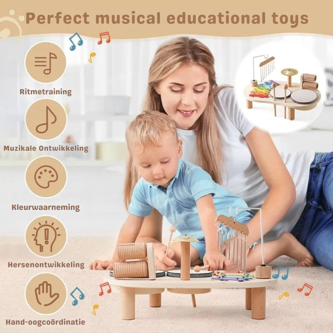 Montessori Houten Muziektafel – Multi-instrumenten Muziekset Voor Kinderen