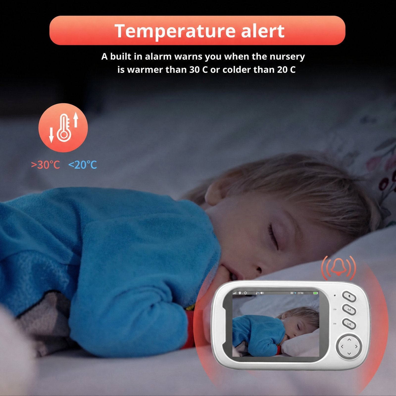 Babyfoon met camera temperatuuralarm